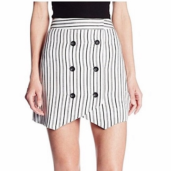 BCBG Striped Button Mini Skirt - Picture 2 of 9